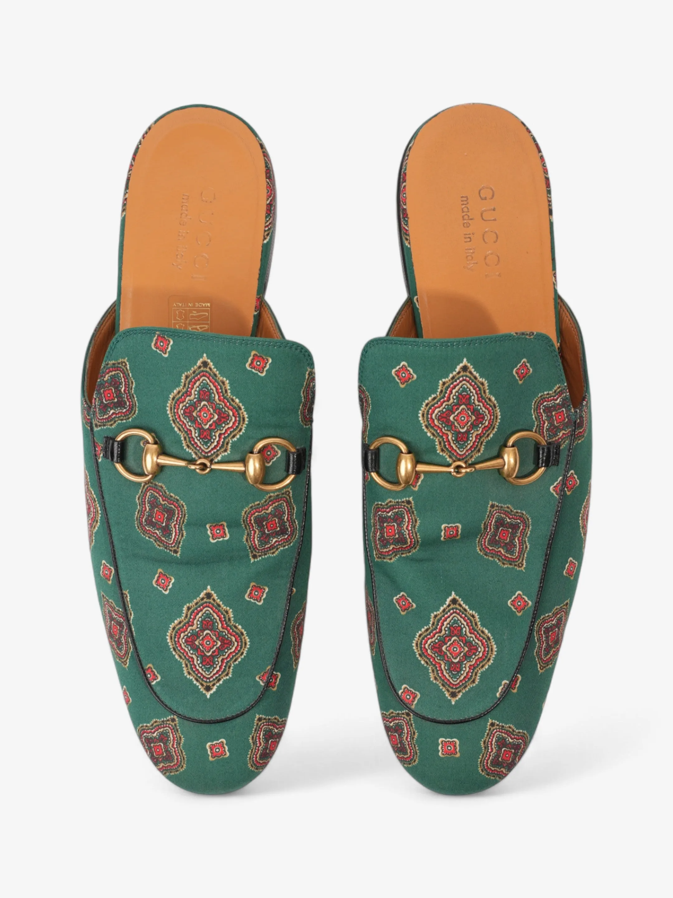 Gucci Princetown Loafer Green / Red Canvas EU 44 UK 10