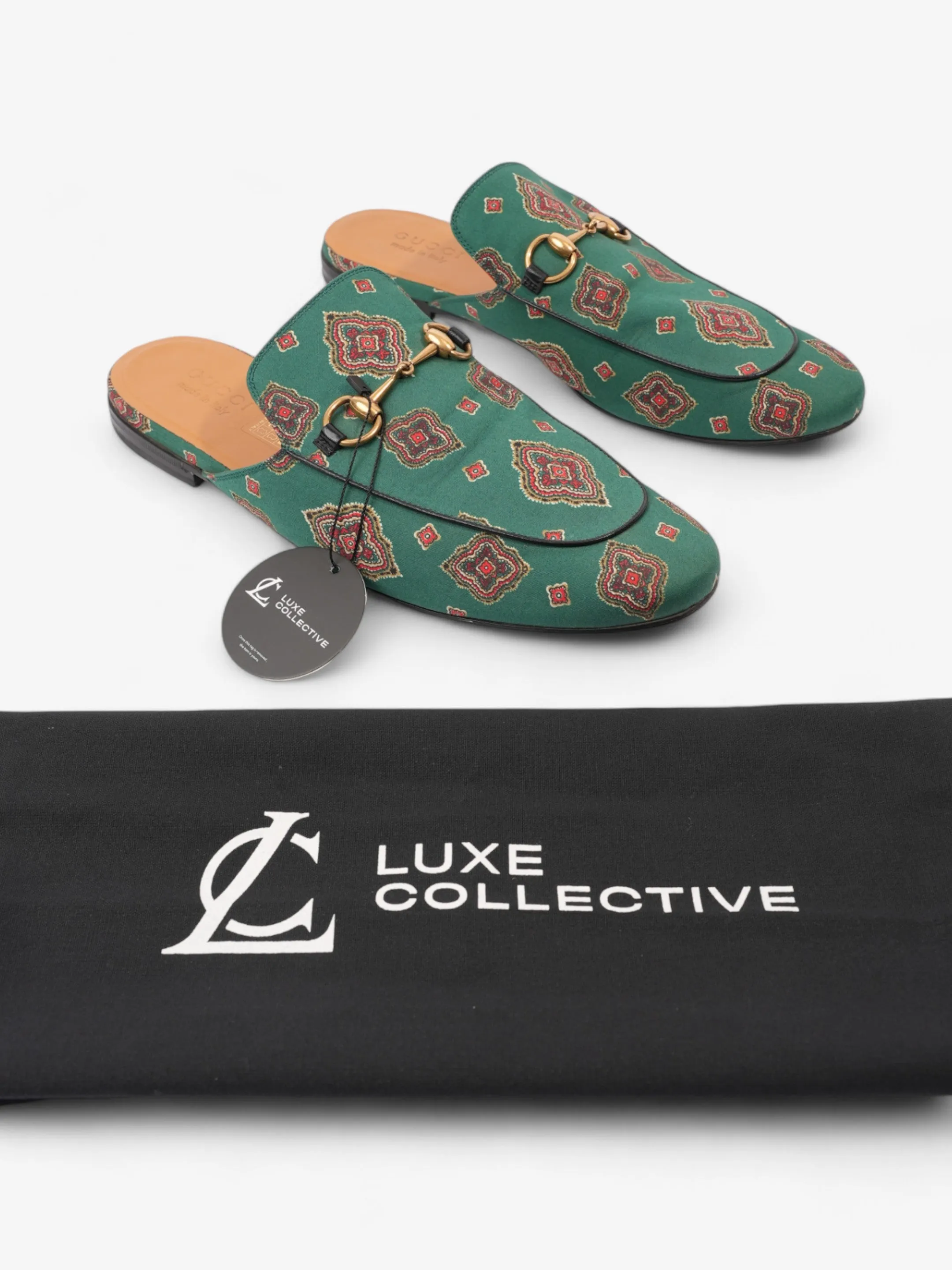 Gucci Princetown Loafer Green / Red Canvas EU 44 UK 10