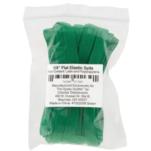 Gypsy Quilter Flat Green Elastic 1/4in x 5 Yards Face Mask Supplies Wholesale