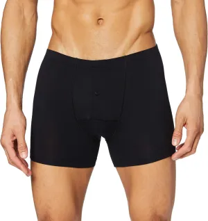 HANRO Men's Cotton Sensation Long Leg Boxer Brief 73063, Black, X-Large