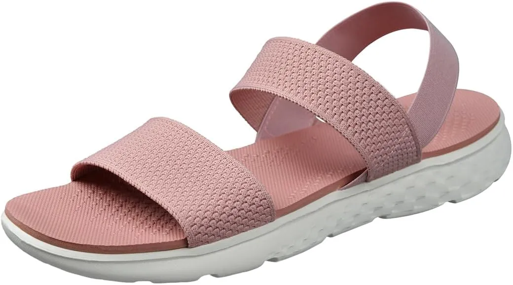 Harssidanzar Summer Elastic Ankle Strap Flat Sandals Slip on Sandals for Women KL224US