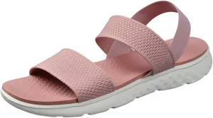 Harssidanzar Summer Elastic Ankle Strap Flat Sandals Slip on Sandals for Women KL224US
