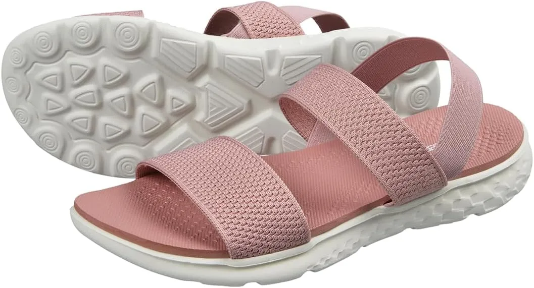 Harssidanzar Summer Elastic Ankle Strap Flat Sandals Slip on Sandals for Women KL224US