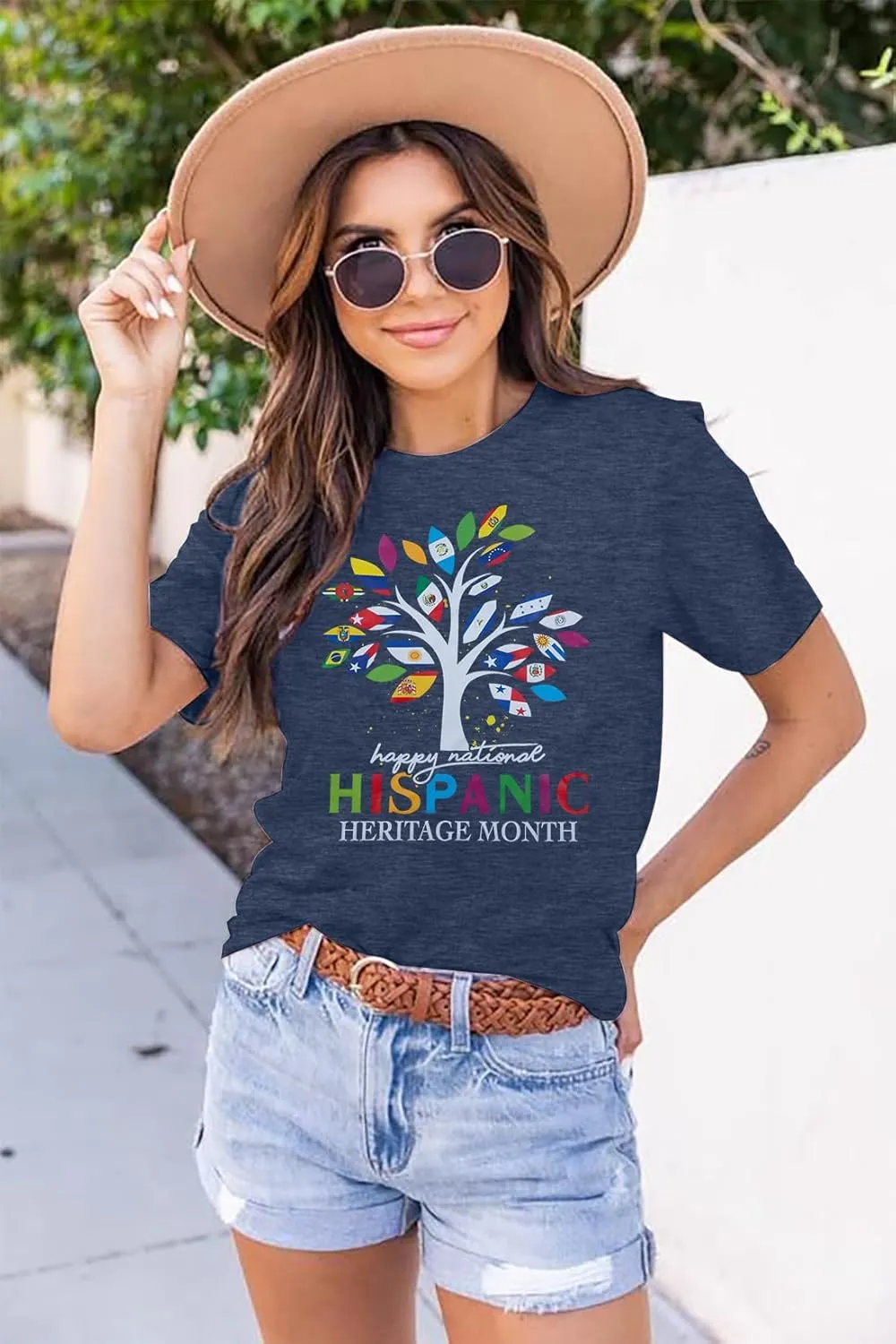 Hispanic Heritage Month Shirt Women: Spanish Countries Flags T-Shirt Mexico Celebration Short Sleeve Tee Top