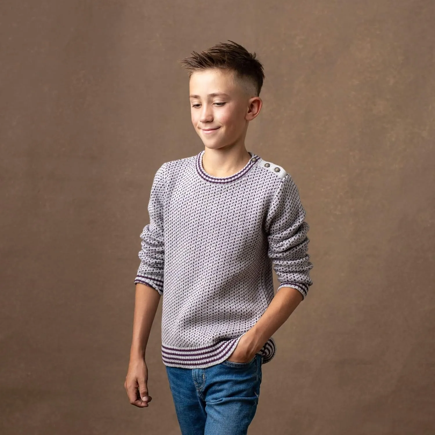 Hope & Henry Boys' Long Sleeve Crew Neck Pullover Sweater