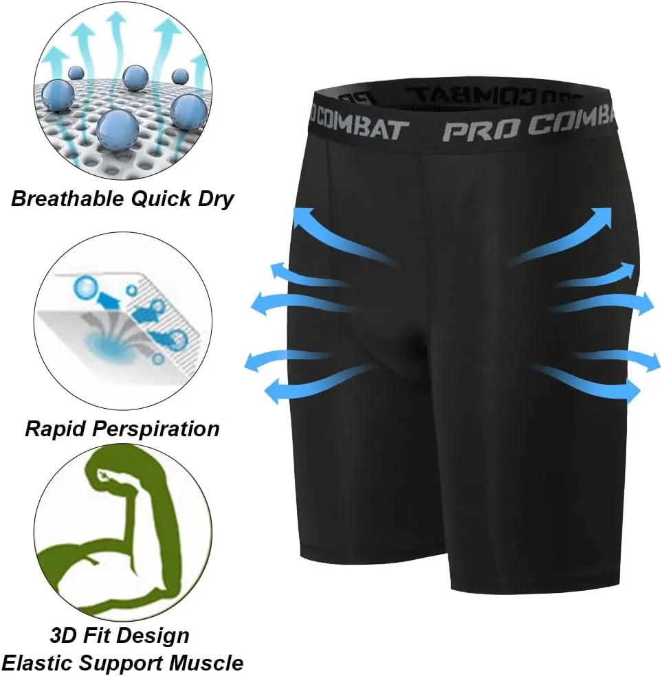 HYCOPROT Men’s Compression Shorts Spandex Sports Underwear Athletic Performance Baselayer Workout Running Active Tights