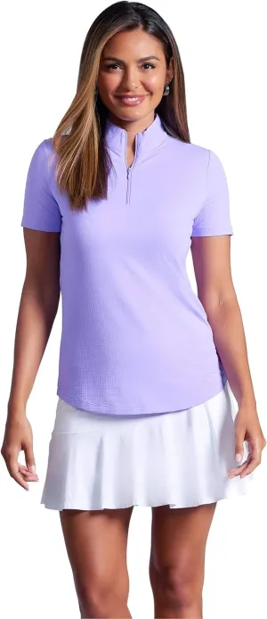 IBKUL Athleisure Wear Sun Protective UPF 50  Icefil Cooling Short Sleeve Mock Neck Top - 87000