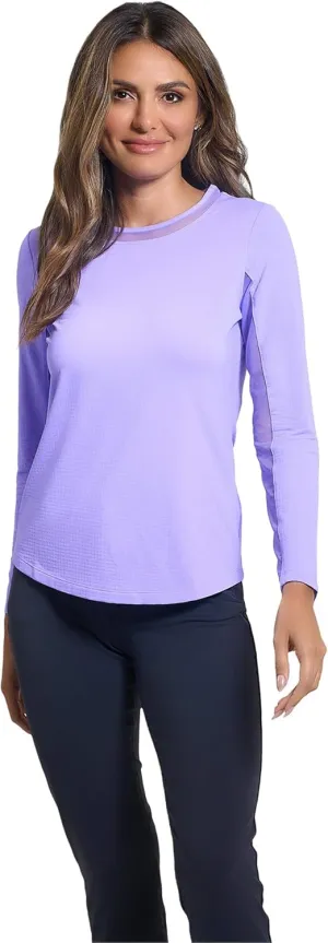 IBKUL Sun Protective UPF 50 Icefil Cooling Long Sleeve Crew Neck Top with Under Arm Mesh – 83000