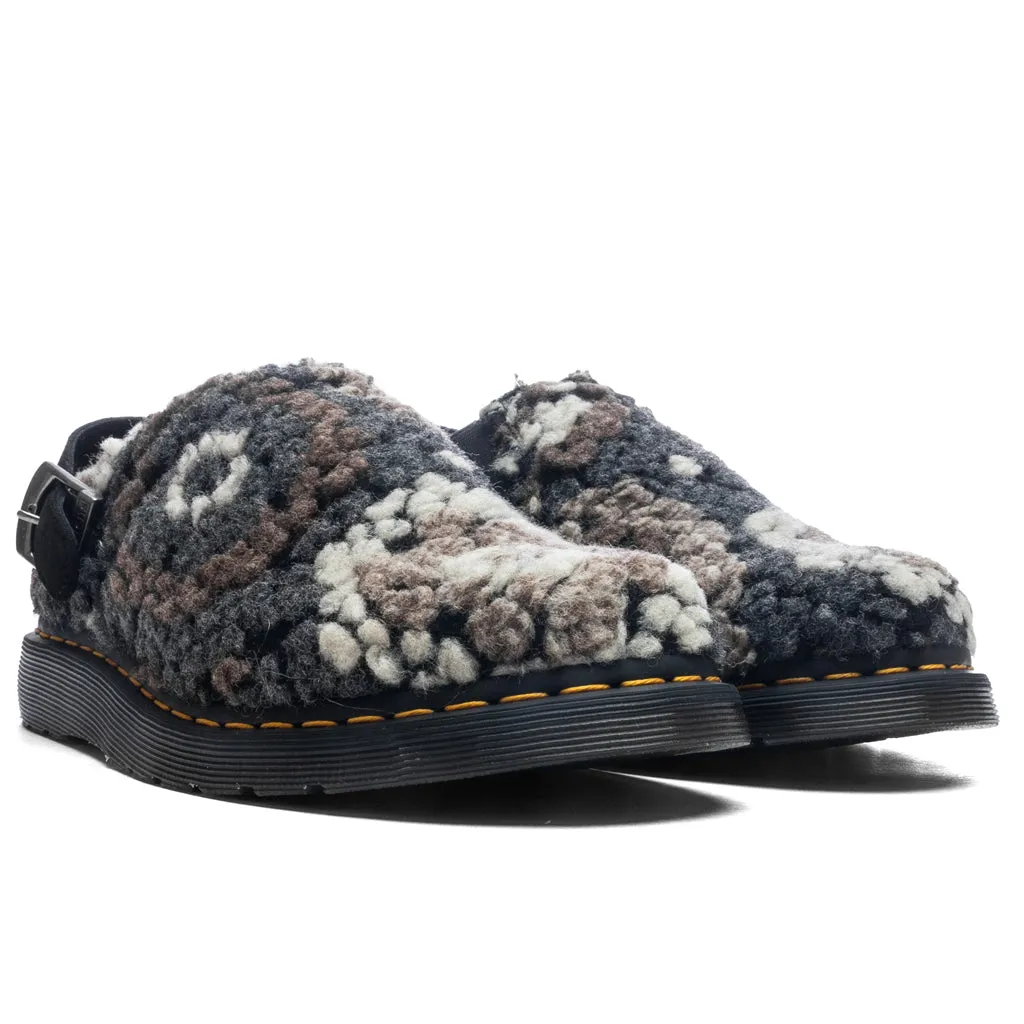 Isham Crochet Wool Suede Mules - Black