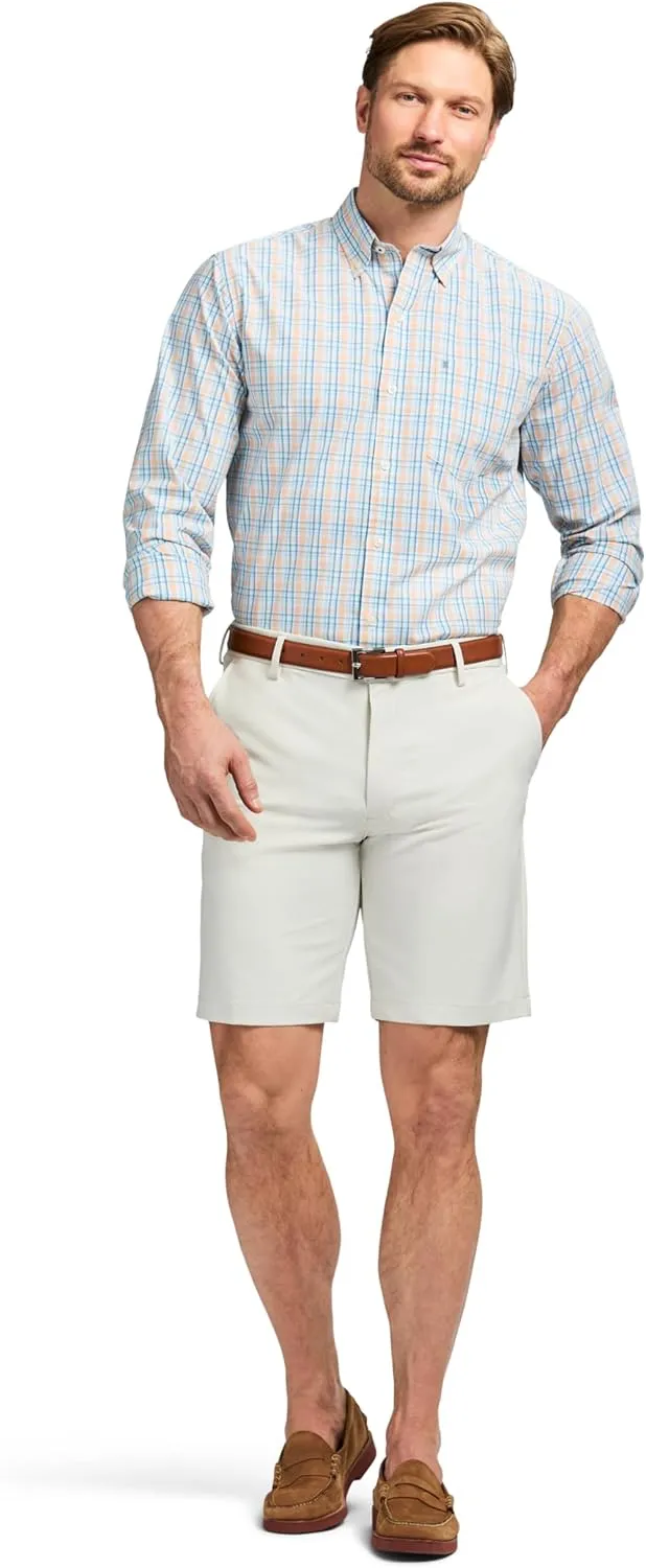 IZOD Men's Non-Iron Stretch Straight Fit Flat Front Traveler Short