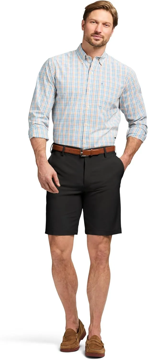 IZOD Men's Non-Iron Stretch Straight Fit Flat Front Traveler Short