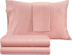 IZOD Sateen Silky 4Pc Full Size Bed Sheet Set, Deep Pockets – fits Upto 17",Smooth & Buttery Feel,Long-Staple Soft Combed 100% Cotton Bed Sheet,Hotel Luxury Bedding Sheets & Pillowcases - Red Gingham