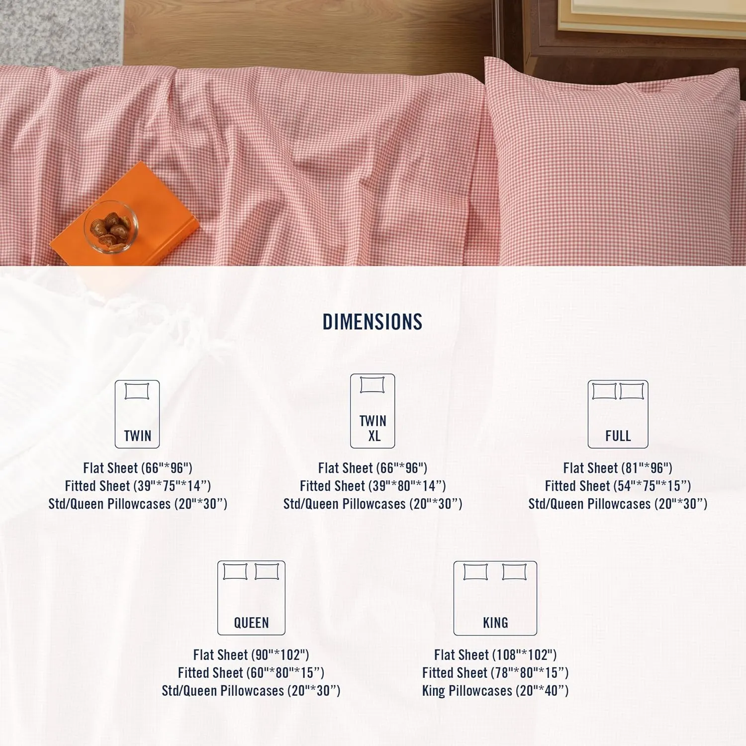 IZOD Sateen Silky 4Pc Full Size Bed Sheet Set, Deep Pockets – fits Upto 17",Smooth & Buttery Feel,Long-Staple Soft Combed 100% Cotton Bed Sheet,Hotel Luxury Bedding Sheets & Pillowcases - Red Gingham