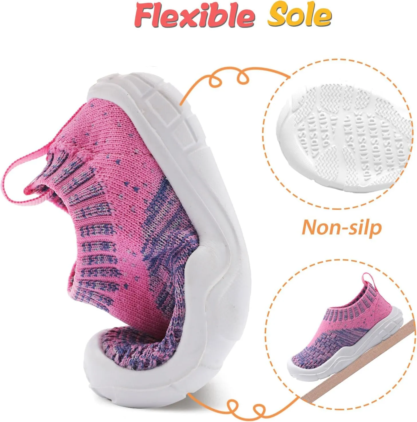 JOINFREE Toddler Boys Girls Sneaker Slip On Shoes Kids Lightweight Breathable Walking Shoes