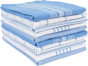 KAF Home Soho Kitchen Dish Towel Set of 10 | 18 x 28 Inch Tea Towels | Soft and Absorbent Mixed Set of Flat Towels (French Blue)