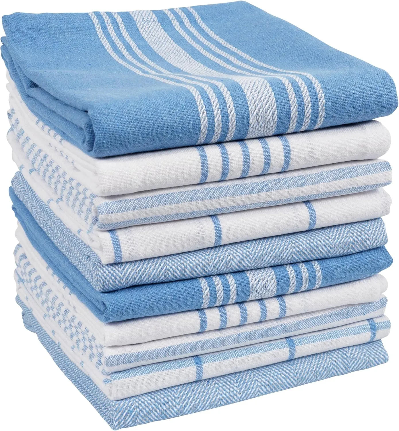 KAF Home Soho Kitchen Dish Towel Set of 10 | 18 x 28 Inch Tea Towels | Soft and Absorbent Mixed Set of Flat Towels (French Blue)