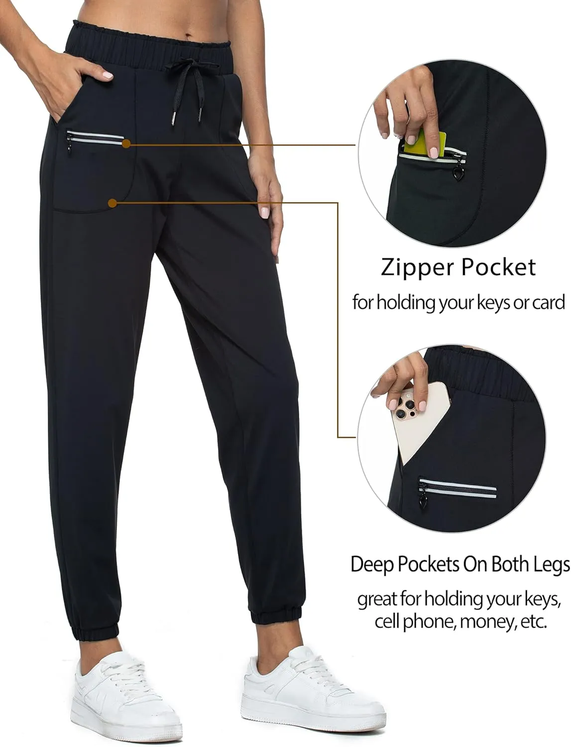 Kcutteyg Womens Joggers with Pockets, Lightweight Quick Dry Athletic Workout Soft Pants for Gym, Yoga, Running