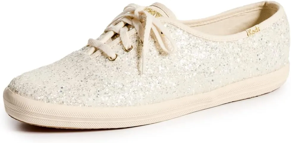 Keds Women's Champion Glitter Sneaker, Cream, 8.5