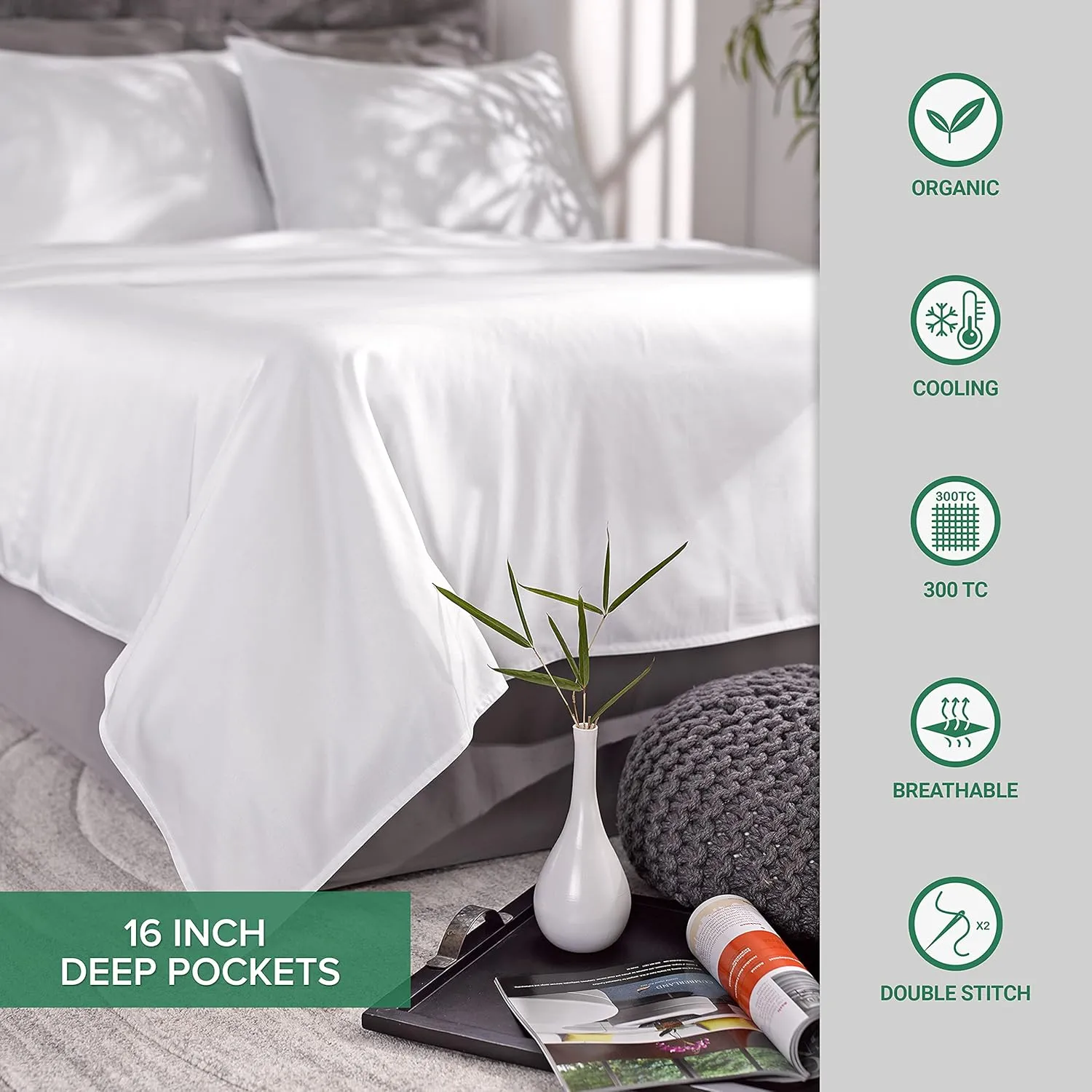 King Sheets by Pure Bamboo, Genuine 100% Organic Viscose Derived from Bamboo Bed Sheet Set, Luxuriously Soft & Cooling, Double Stitching, Lifetime Quality Promise (King, Charcoal)