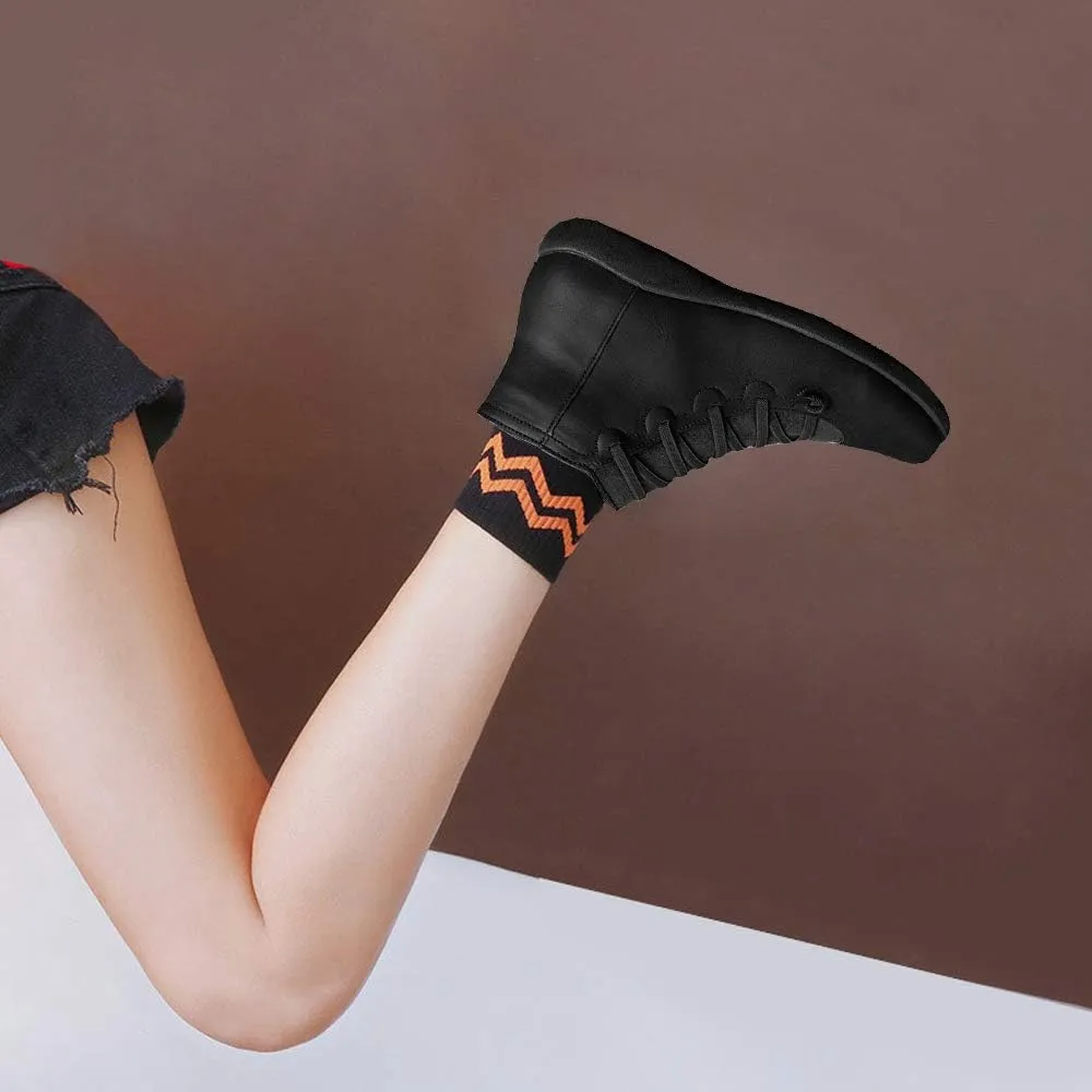 KINOW Arch Support Boots Women Leather Ankle Boots High Top Wedge Bootie Damping Shoes