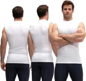 KISTA 3 Pack Men's Sleeveless Workout Shirts, Dry Fit Running Compression Cutoff Shirts, Athletic Base Layer Tank Top