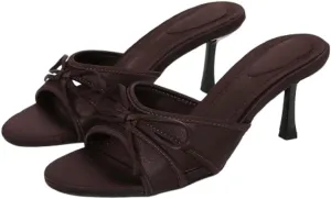 Kitten Heel Sandals Women Round Toe Heels With Bow Vintage Mules Sexy Slip On Stiletto Backless Sandals Summer 2025