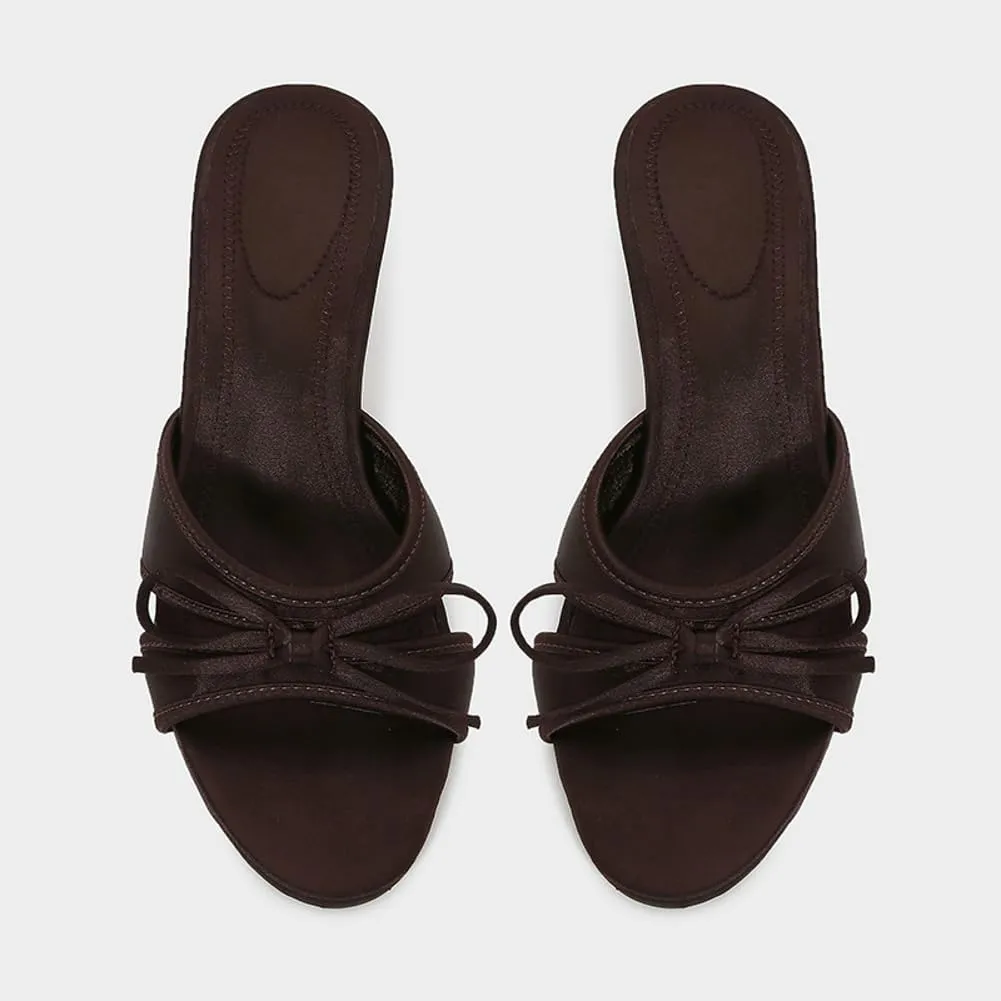 Kitten Heel Sandals Women Round Toe Heels With Bow Vintage Mules Sexy Slip On Stiletto Backless Sandals Summer 2025