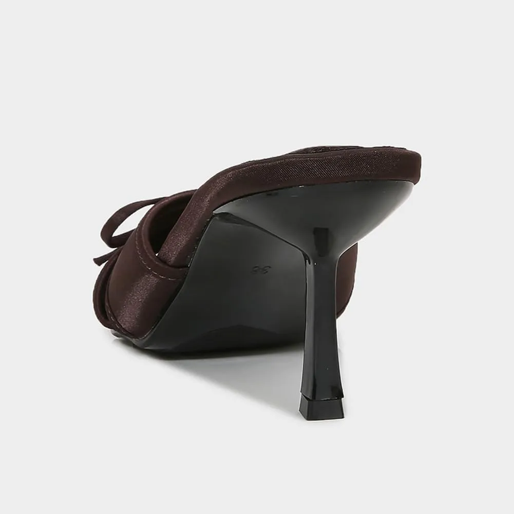 Kitten Heel Sandals Women Round Toe Heels With Bow Vintage Mules Sexy Slip On Stiletto Backless Sandals Summer 2025