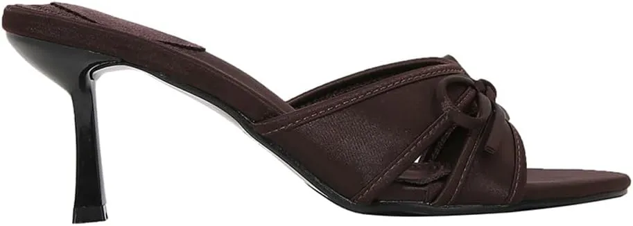 Kitten Heel Sandals Women Round Toe Heels With Bow Vintage Mules Sexy Slip On Stiletto Backless Sandals Summer 2025
