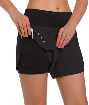 Ksmien Women's 2 in 1 Running Shorts - Lightweight Athletic Workout Gym Yoga Shorts Liner with Phone Pockets