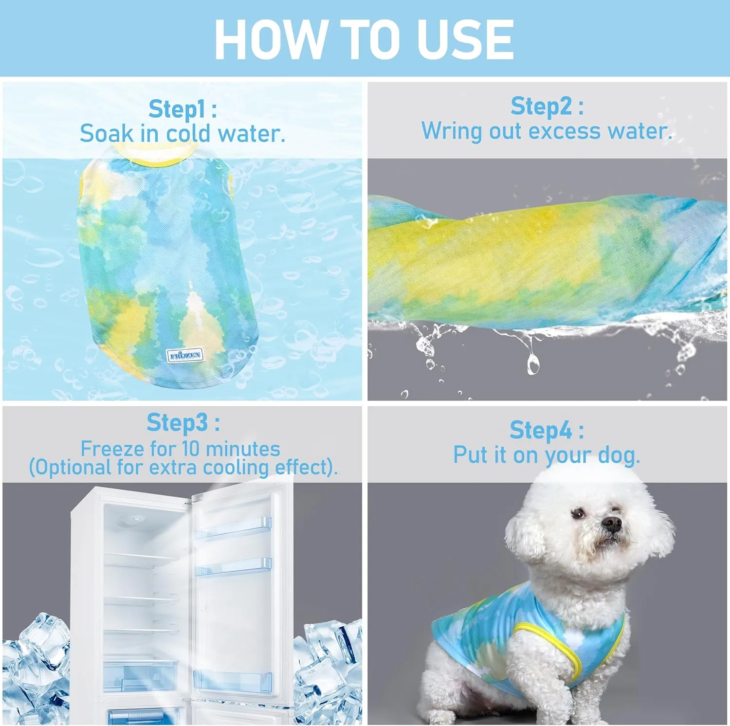 KYEESE 2 Pack Dog Cooling Shirts Quick Dry Instant Cooling Dog Vest for Small Dogs Breathable Sleeveless Vest Lightweight Soft Cooling Vest for Beach, Hiking, Walking on Summer
