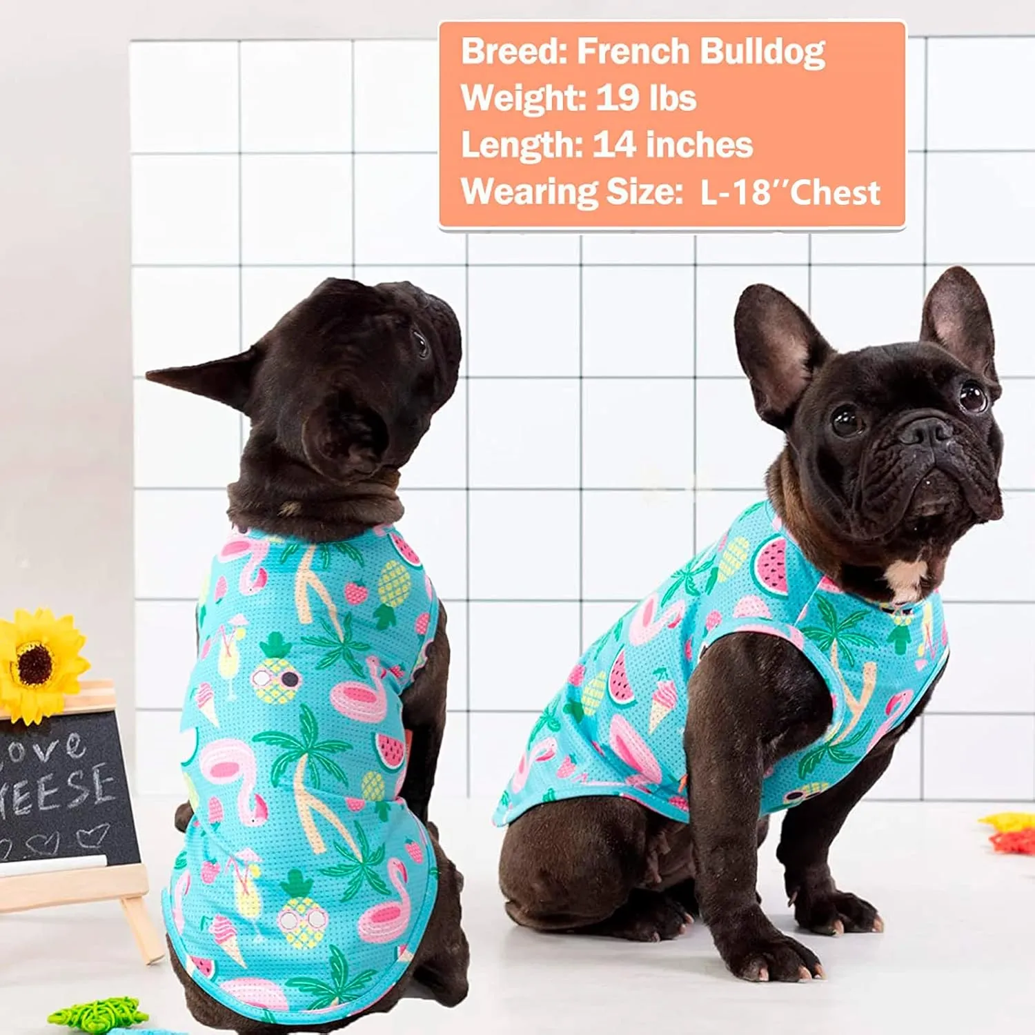 KYEESE 2 Pack Medium Dogs Shirts Hawaii Breathable Soft Tank Top Sleeveless Vest Dog Tee Shirts Dog Apparel UPF 50  Great for Summer Flamingo Pattern, X-Large