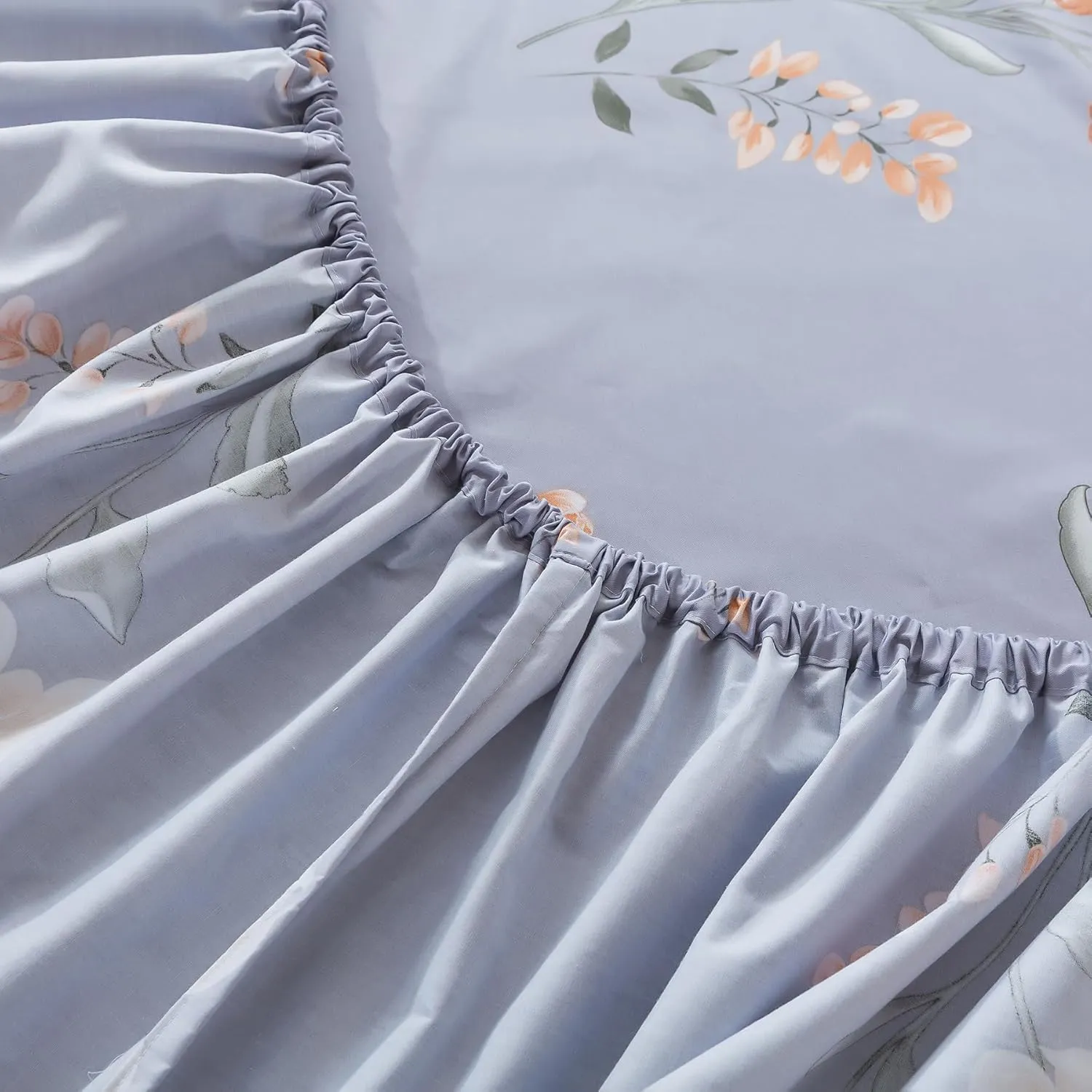 Lemfux Queen Sheet Set 4 Pieces Cotton Floral Pattern Vintage Purple Sheet Set, Garden Style Shabby Chic Soft Bed Sheet 1 Flat Sheet 102"x98", 1 Fitted Sheet 60"x80", 2 Pillowcases 20"x29"