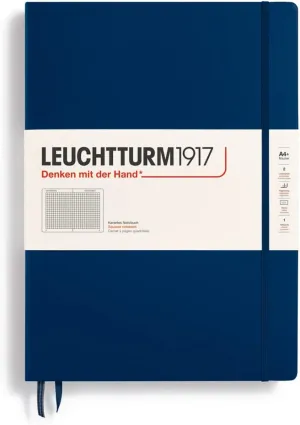 LEUCHTTURM1917 - Notebook Hardcover Master Classic A4  - 235 Numbered Pages for Writing and Journaling (Navy, Squared)