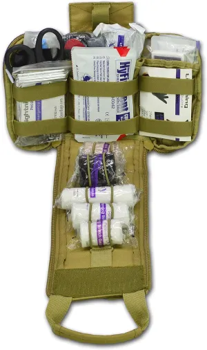 Lightning X Spread Eagle Complete Tactical Gunshot & Trauma IFAK Kit w/Laser Cut MOLLE - TAN