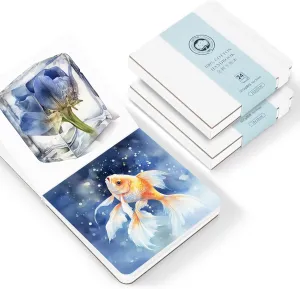 Lightwish 2 Pack Square Watercolor Journal, 100% Cotton Hot Press Watercolor Paper,140lb/300gsm Acid-Free,48 Sheets 3.94x3.94” Small Sketchbook for Adults, Students, and Kids