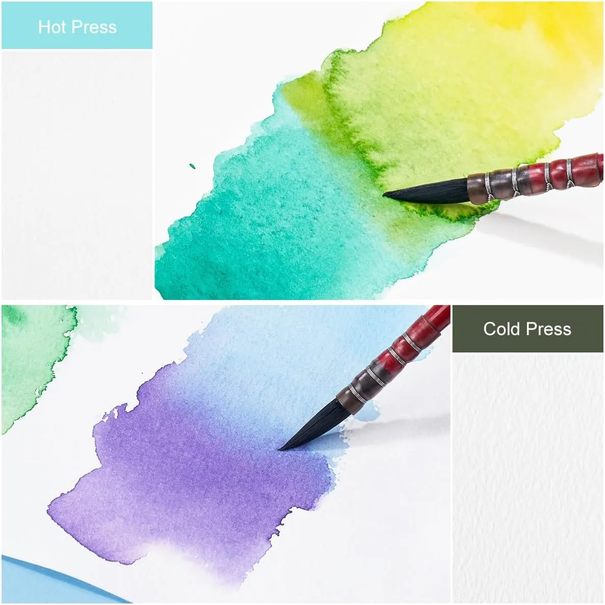 Lightwish 2 Pack Square Watercolor Journal, 100% Cotton Hot Press Watercolor Paper,140lb/300gsm Acid-Free,48 Sheets 3.94x3.94” Small Sketchbook for Adults, Students, and Kids