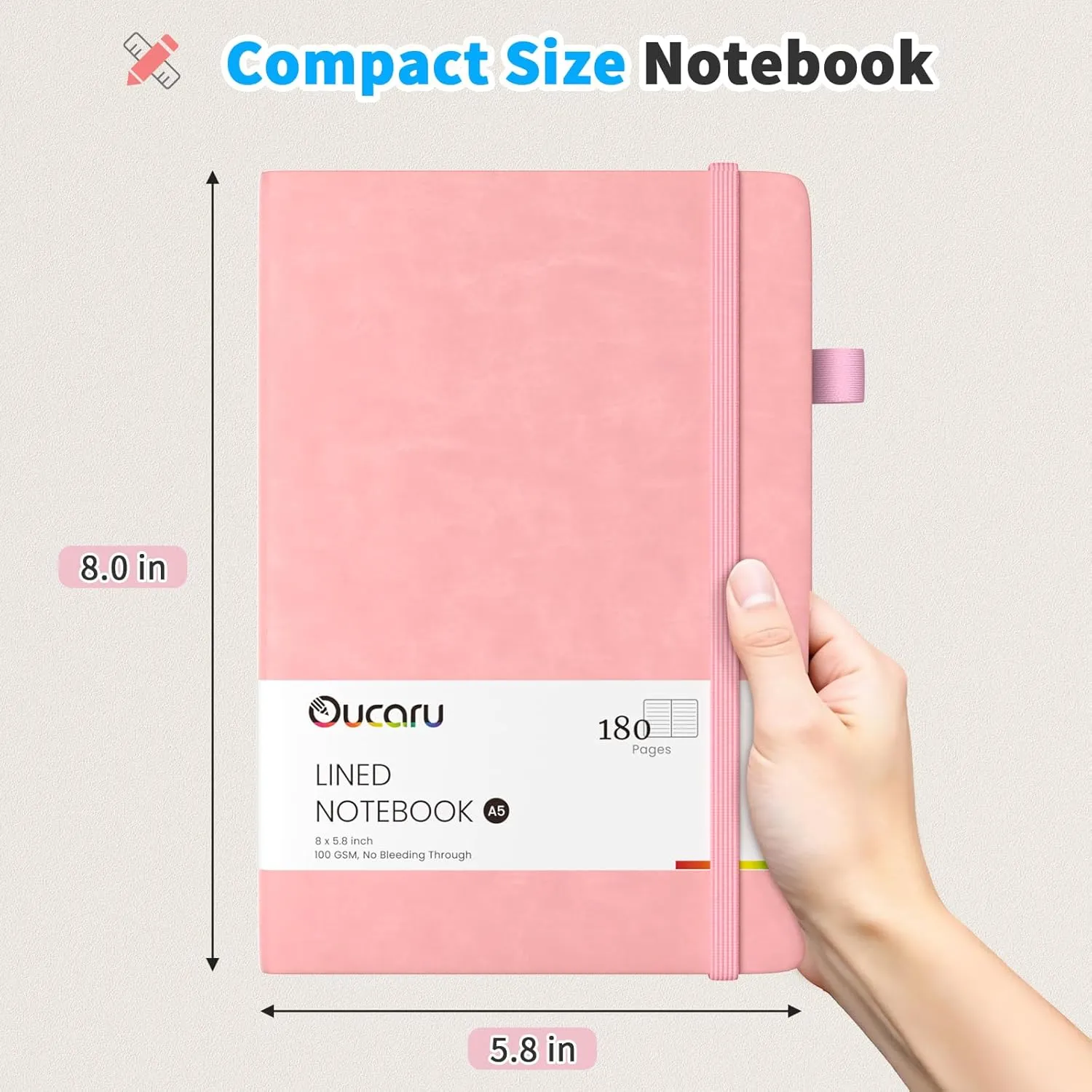 Lined Journal Notebook, 8 Pack, 180 Pages, A5 Journals for Writing, 100 GSM Thick Paper, Small Notebooks Daily Journal for Women Men Work, Business, School, Travel Supplies