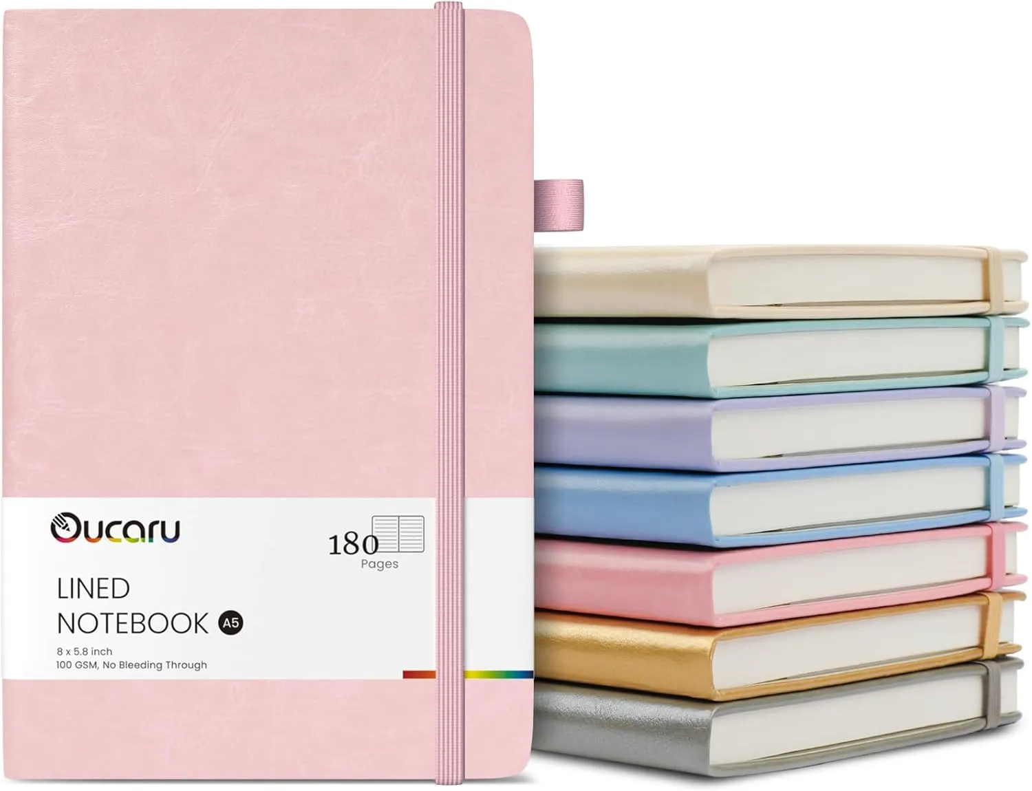 Lined Journal Notebook, 8 Pack, 180 Pages, A5 Journals for Writing, 100 GSM Thick Paper, Small Notebooks Daily Journal for Women Men Work, Business, School, Travel Supplies