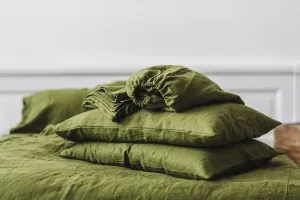 Linen Fitted Sheet Green Moss