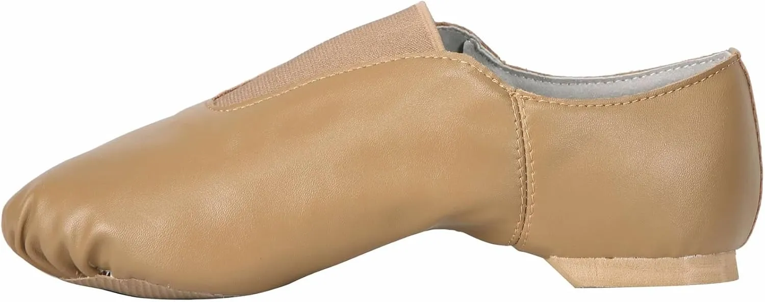 Linodes Unisex PU Leather Upper Slip-on Jazz Shoe with Up Elastic for Women and Men's Dance Shoes-UPD