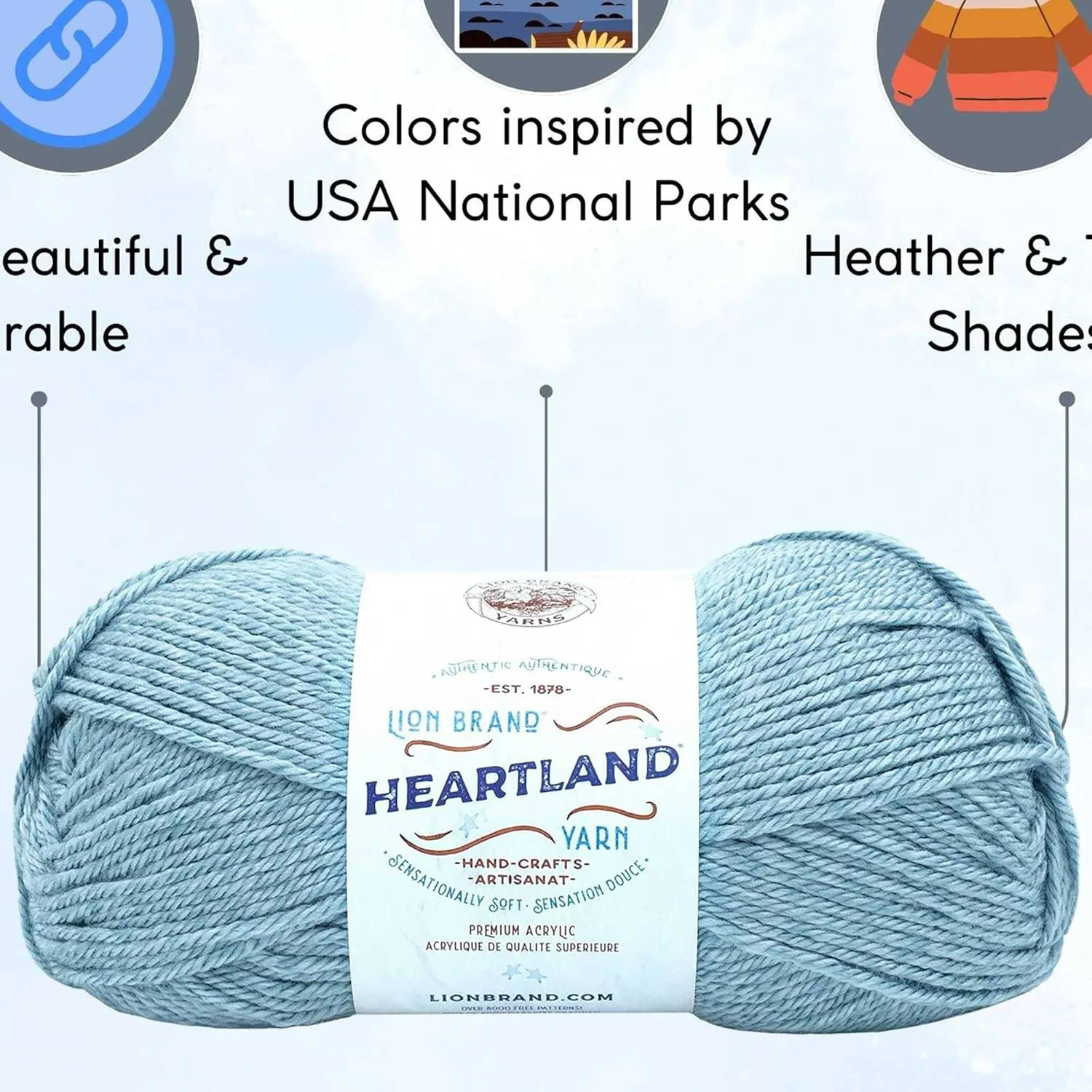 Lion Brand Heartland Voyageurs 136-106 (3-Skeins - Same Dye Lot) Worsted Medium #4 Acrylic Yarn for Crocheting and Knitting with Project Bag