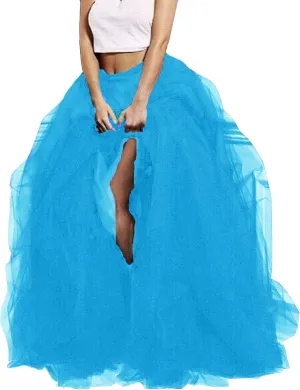 Lisong Women Maxi Tulle Floor Length Layered High Waist Spectial Occasion Skirt