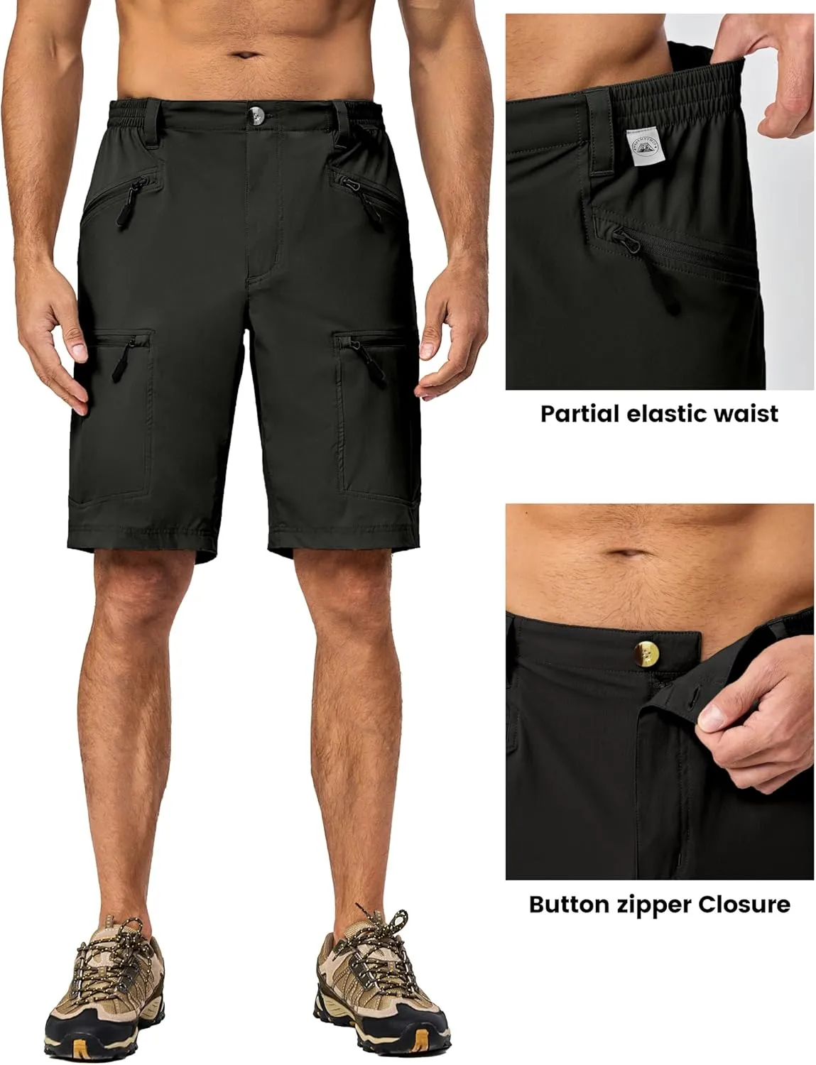 Little Donkey Andy Men's Cargo Shorts Quick Dry Hiking Shorts for Men Camping Travel Golf with 4 Zipper Pockets