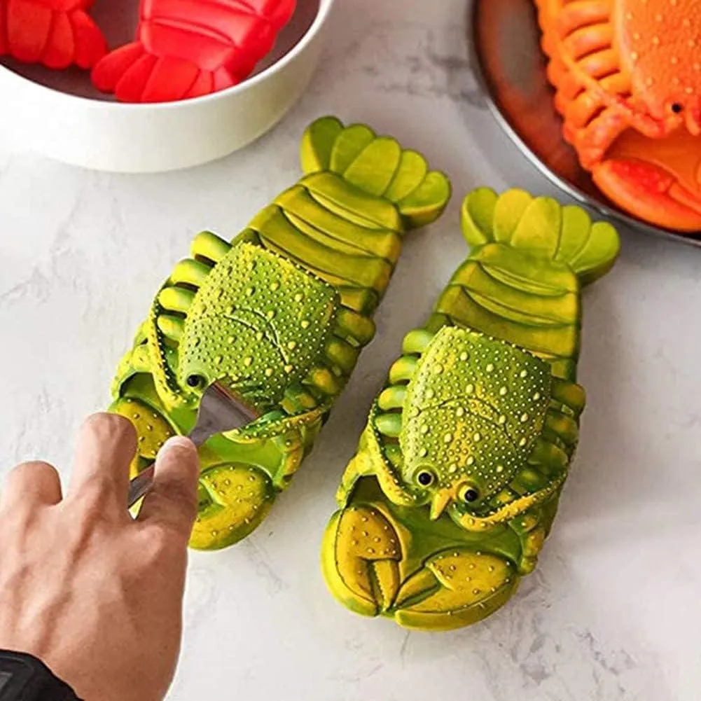 Lobster Slippers Summer Funny Animal Flip Flops Kids Cute Beach Shoes Women Soft Creative Shower Sandals Men Casual Waterproof Slides