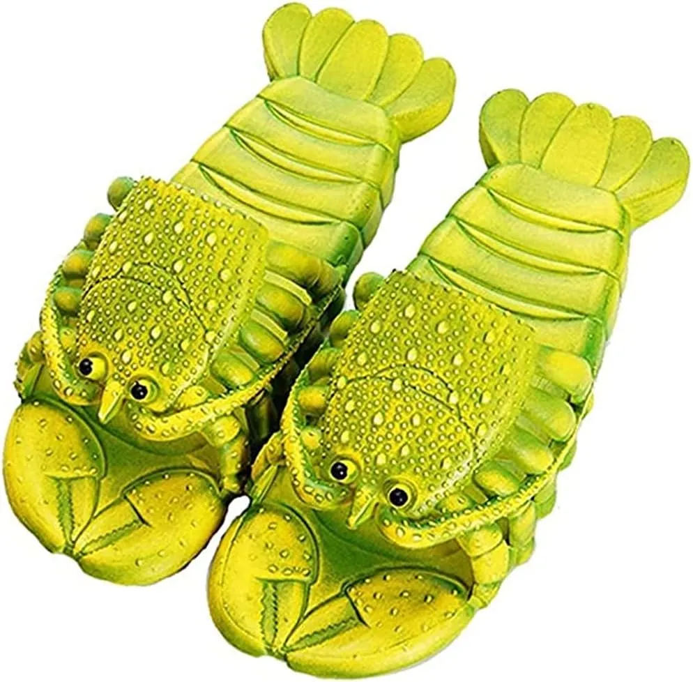 Lobster Slippers Summer Funny Animal Flip Flops Kids Cute Beach Shoes Women Soft Creative Shower Sandals Men Casual Waterproof Slides