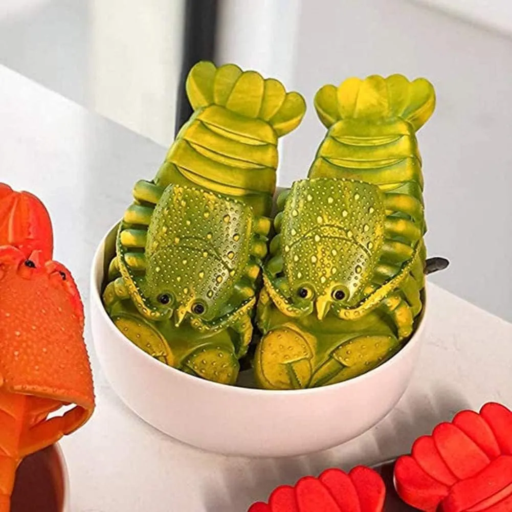 Lobster Slippers Summer Funny Animal Flip Flops Kids Cute Beach Shoes Women Soft Creative Shower Sandals Men Casual Waterproof Slides