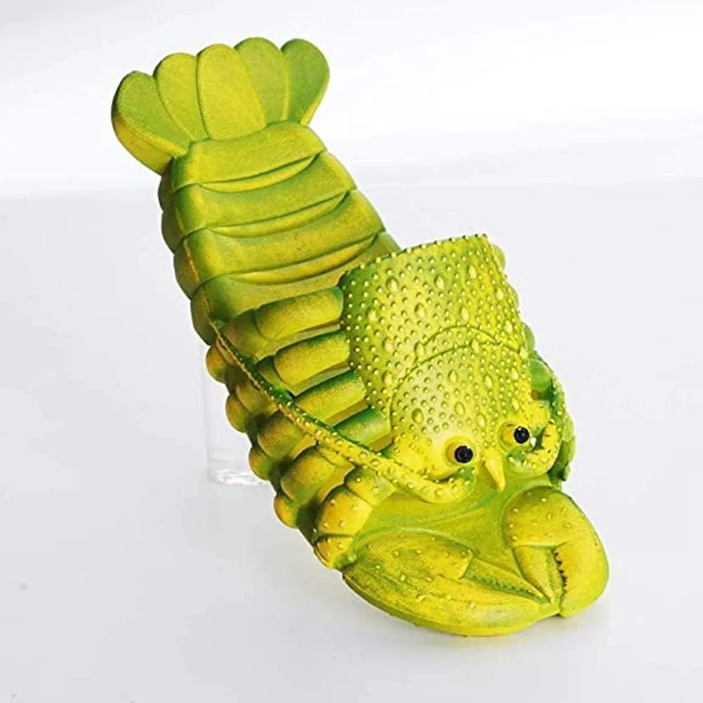 Lobster Slippers Summer Funny Animal Flip Flops Kids Cute Beach Shoes Women Soft Creative Shower Sandals Men Casual Waterproof Slides