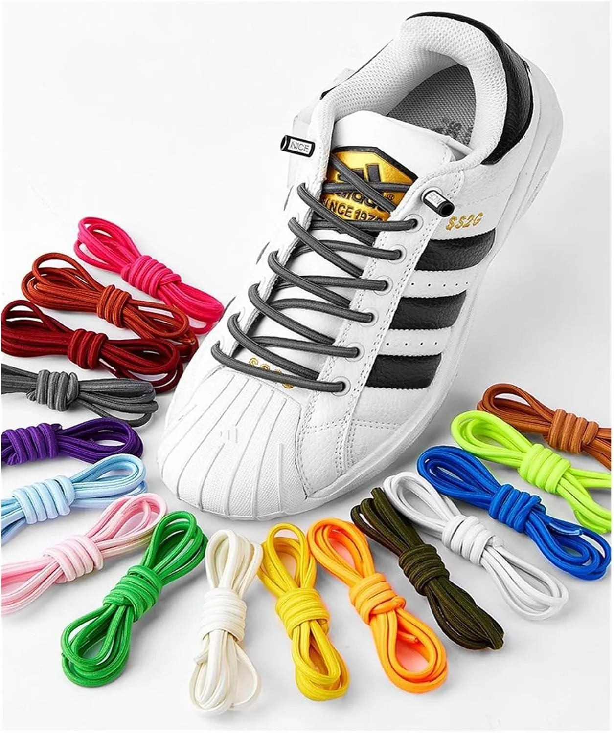 Lock Shoelaces Without Ties Elastic Laces Sneakers Kids Adult Quick Shoe Laces Rubber Bands Round No Tie Shoeace Shoes