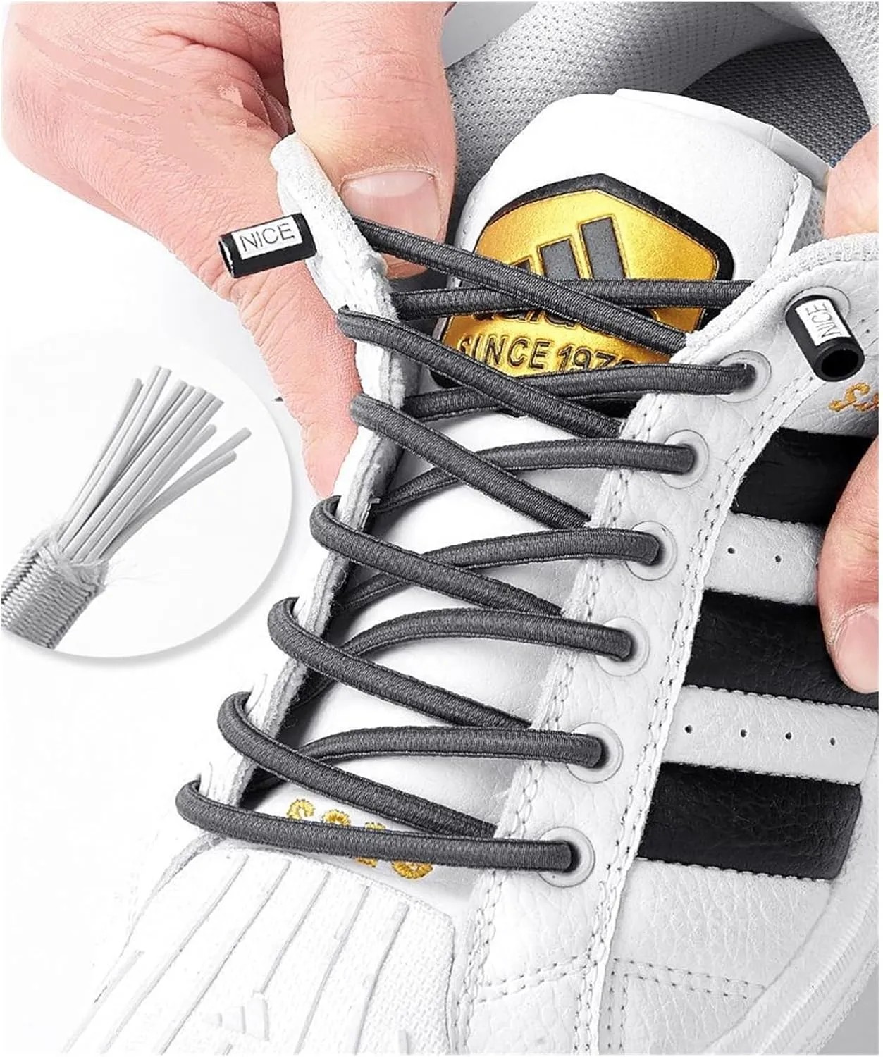 Lock Shoelaces Without Ties Elastic Laces Sneakers Kids Adult Quick Shoe Laces Rubber Bands Round No Tie Shoeace Shoes